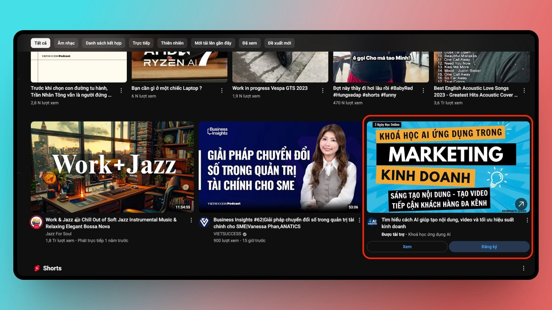 Quảng cáo video trên youtube