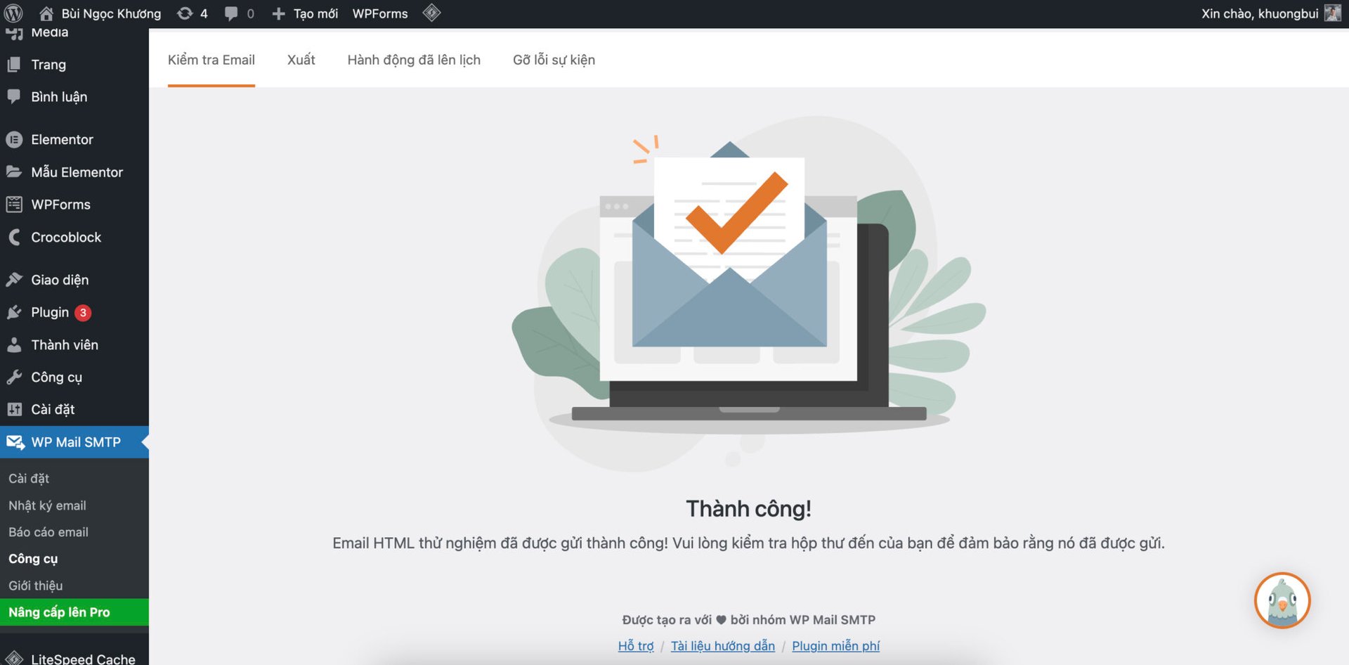 gửi email thành công