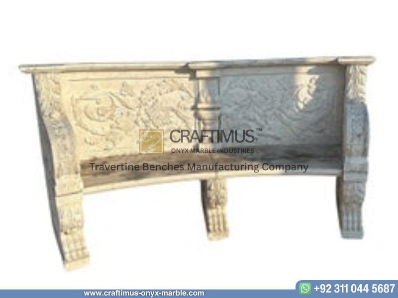 Travertine Curved Benches Design Product image with white background