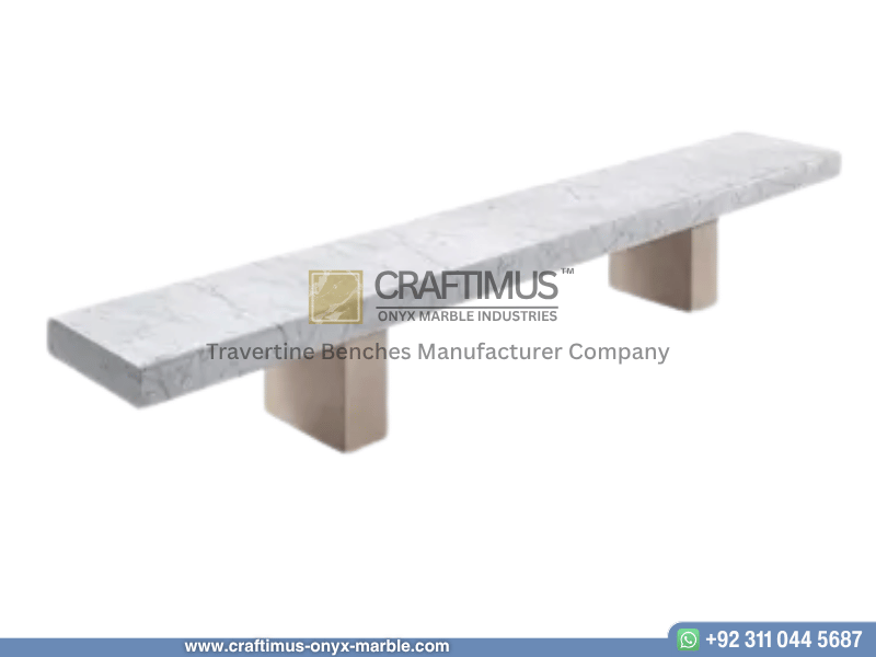 Modern Style Travertine Bench Design Product Image with white background