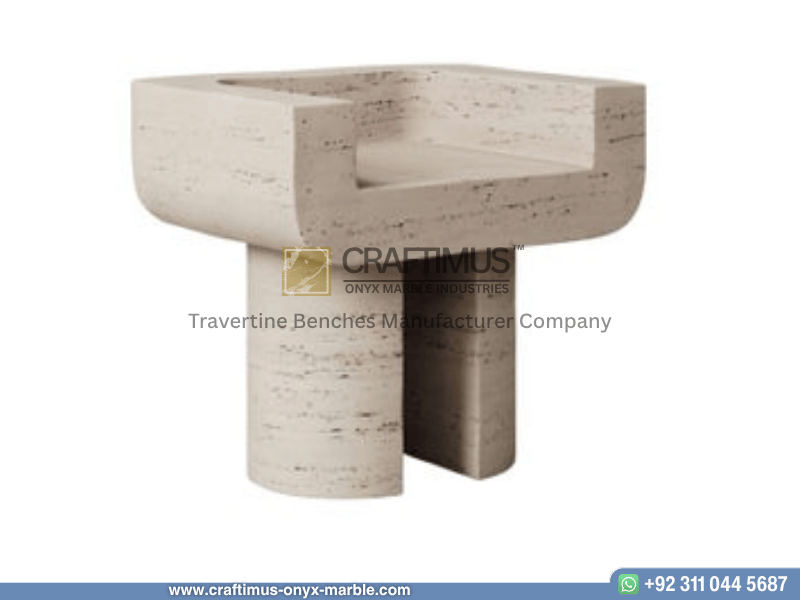 Modern Style Travertine Bench Design Product Image with white background