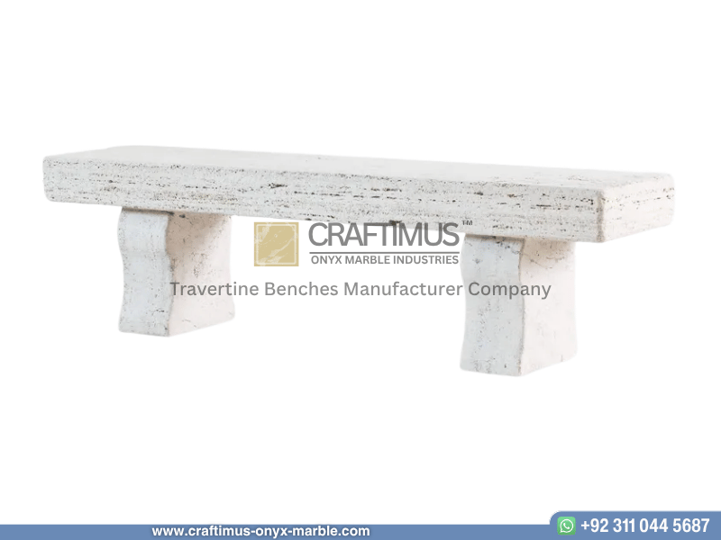 Modern Style Travertine Bench Design Product Image with white background