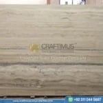 Silver Travertine Slabs Stacked in Factory