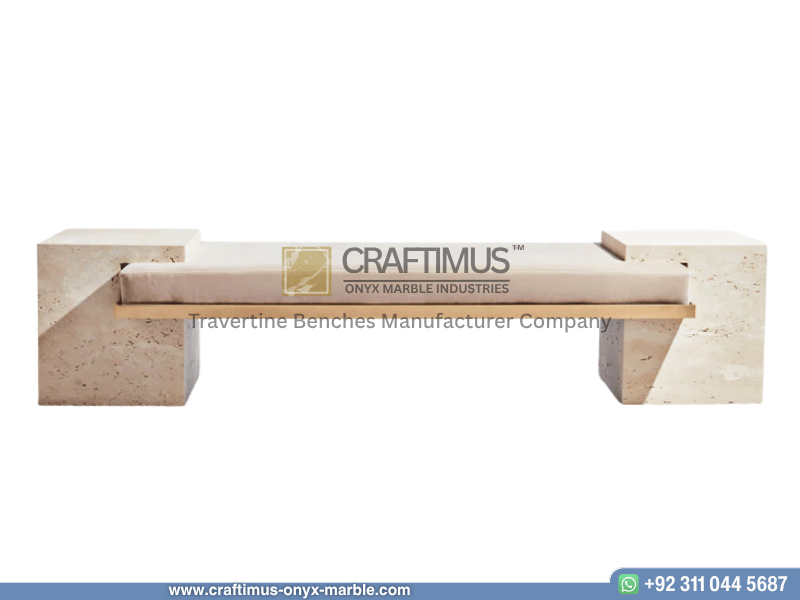 Modern Style Travertine Bench Design Product Image with white background