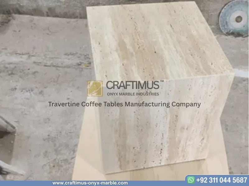 Travertine Square Coffee Table with white background product image