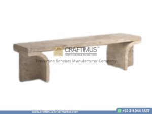 Modern Style Travertine Bench Design Product Image with white background