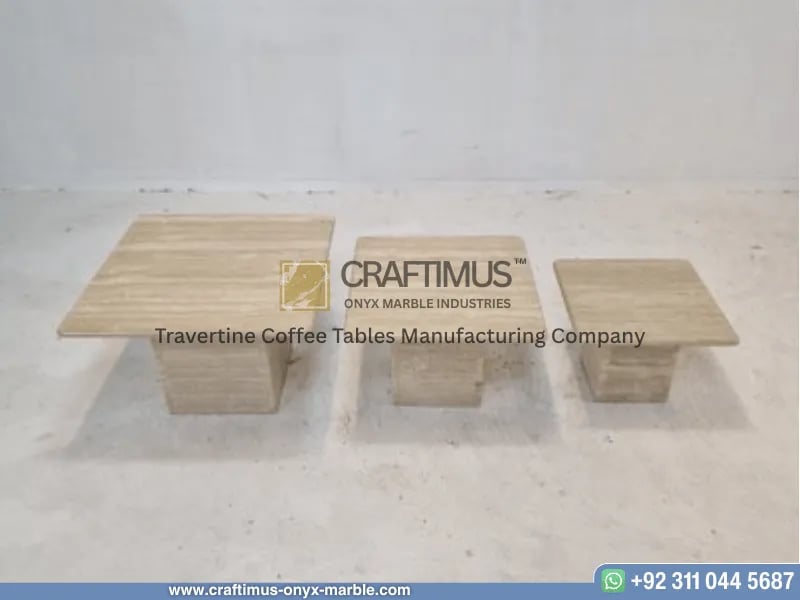 Travertine Square Coffee Table with white background product image