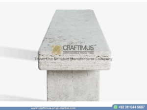 Modern Style Travertine Bench Design Product Image with white background