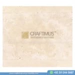 Light beige travertine tile product image with logo watermark and whatsapp number