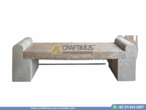 Modern Style Travertine Bench Design Product Image with white background