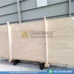 Classic Travertine Slabs on Display at factory