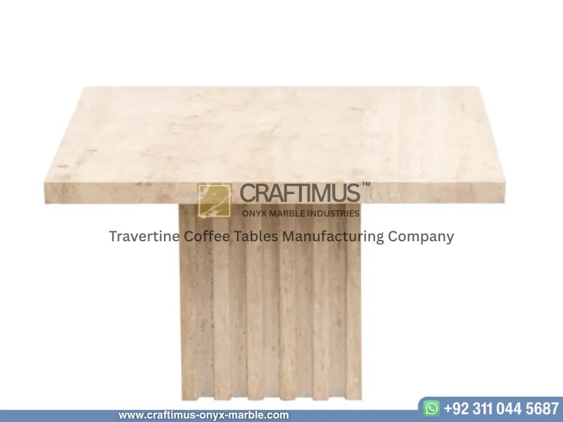 Travertine Square Coffee Table with white background product image