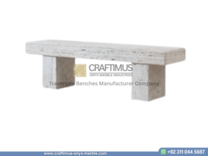 Modern Style Travertine Bench Design Product Image with white background