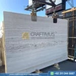 Classic Travertine Slabs on Display at factory