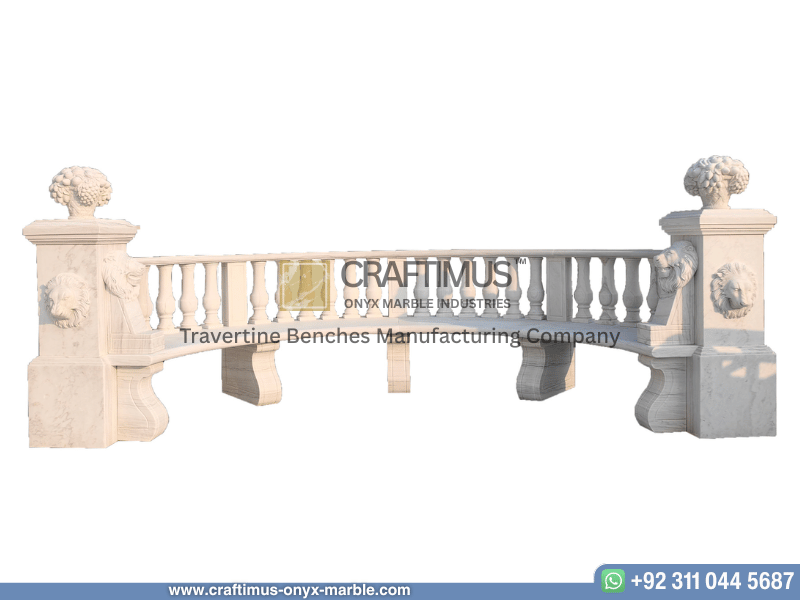 Travertine Curved Benches Design Product image with white background