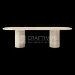 Travertine Rectangular Shaped FLuted base Dining Table