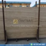 Classic Travertine Slabs on Display at factory