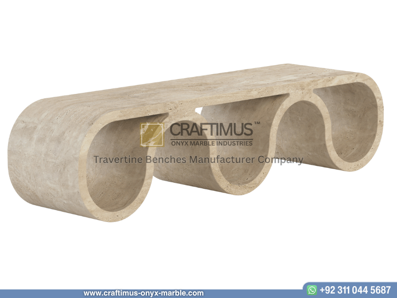 Modern Style Travertine Bench Design Product Image with white background
