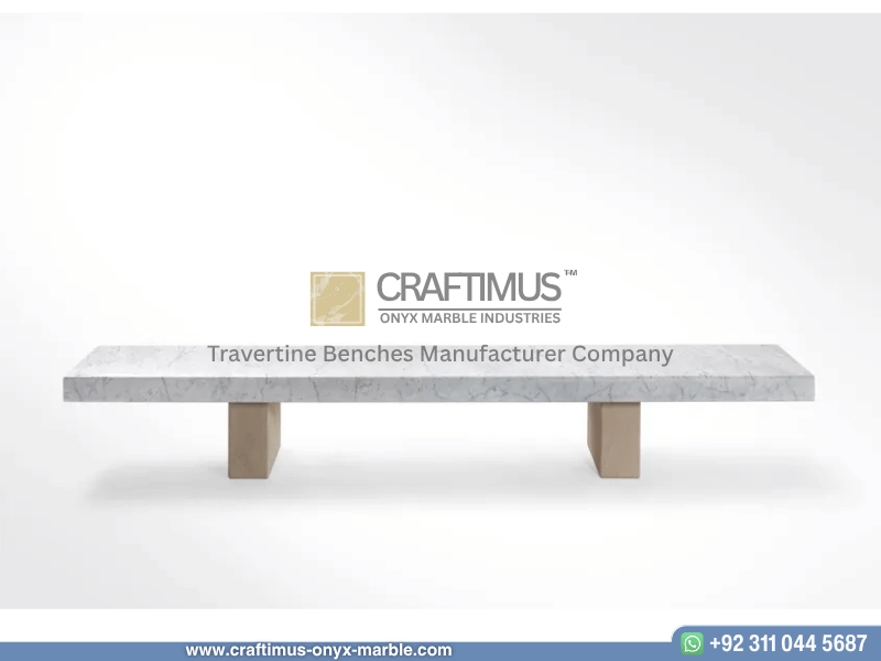 Modern Style Travertine Bench Design Product Image with white background
