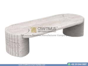 Modern Style Travertine Bench Design Product Image with white background