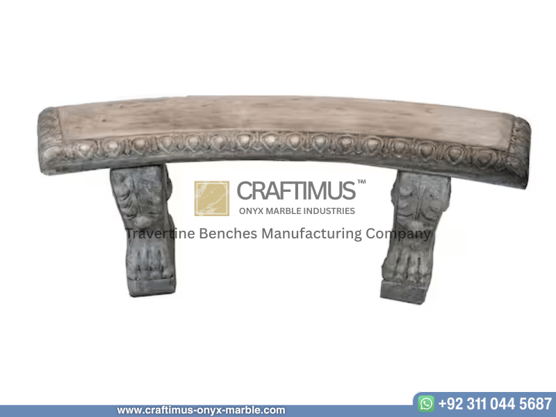 Travertine Curved Benches Design Product image with white background