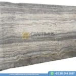 Silver Travertine Slabs Stacked in Factory