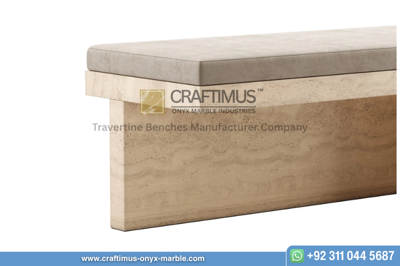Travertine square shaped Bench product image with white background
