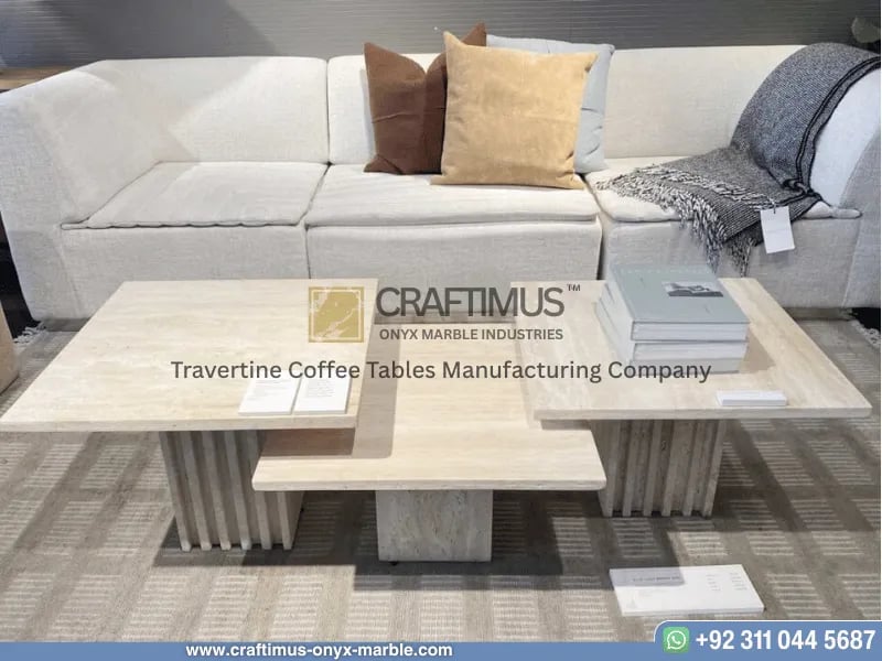 Travertine Square Coffee Table with white background product image