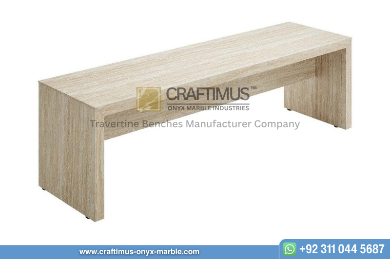 Travertine square shaped Bench product image with white background
