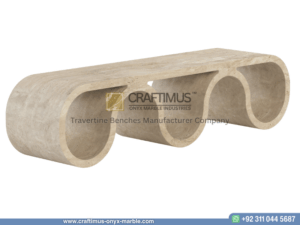 Modern Style Travertine Bench Design Product Image with white background