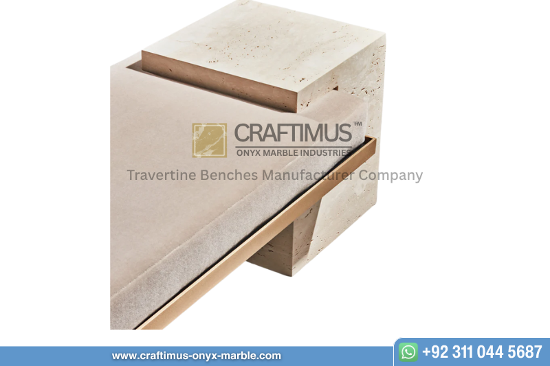 Travertine square shaped Bench product image with white background