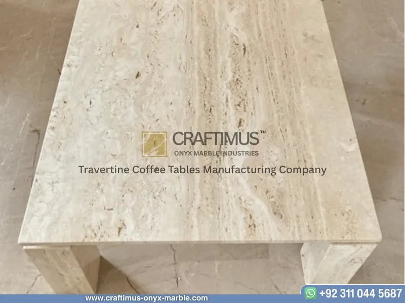 Travertine Square Coffee Table with white background product image