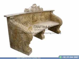 Travertine Curved Benches Design Product image with white background