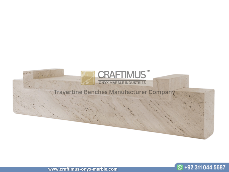 Modern Style Travertine Bench Design Product Image with white background