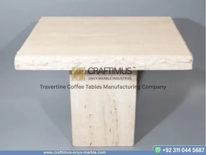 Travertine Square Coffee Table with white background product image