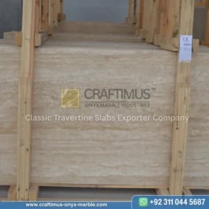 Classic Travertine Slabs on Display at factory