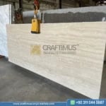 Classic Travertine Slabs on Display at factory