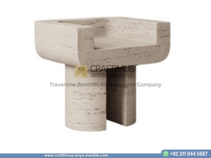 Modern Style Travertine Bench Design Product Image with white background