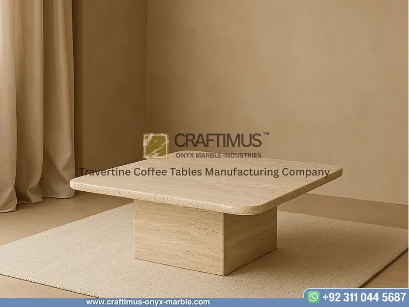 Travertine Square Coffee Table with white background product image