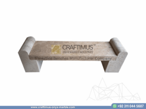 Modern Style Travertine Bench Design Product Image with white background