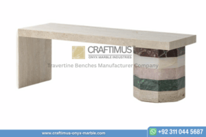 Travertine square shaped Bench product image with white background