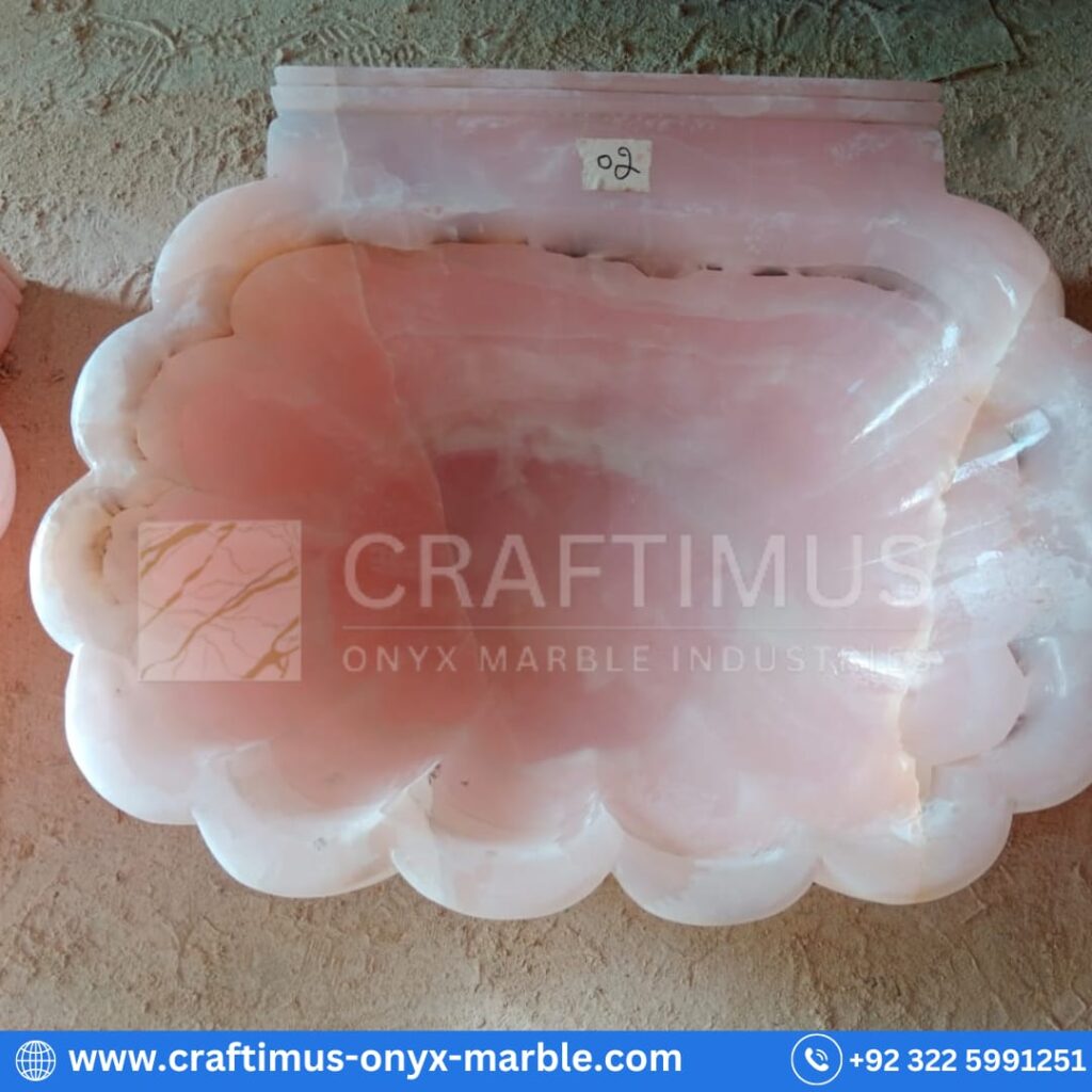 Beautiful Pink Onyx sink handcrafted in Pakistan