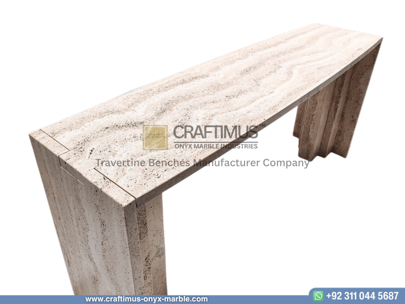 Modern Style Travertine Bench Design Product Image with white background