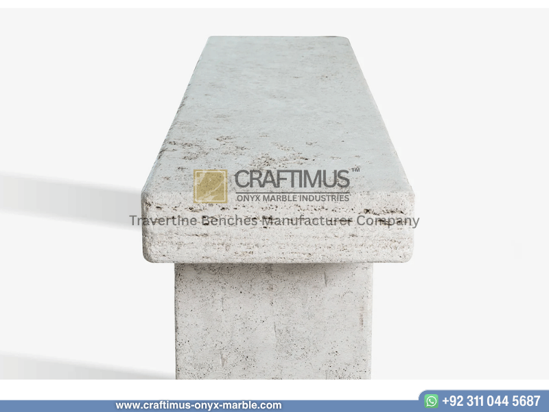 Modern Style Travertine Bench Design Product Image with white background