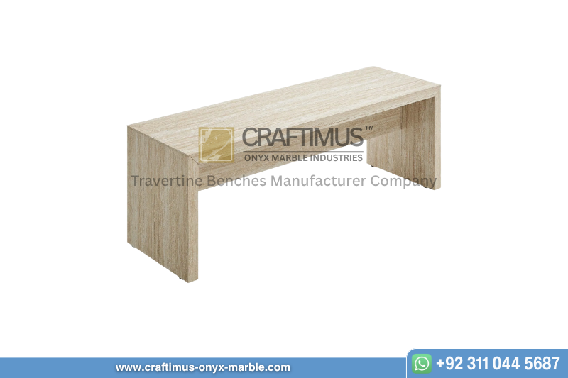 Travertine square shaped Bench product image with white background