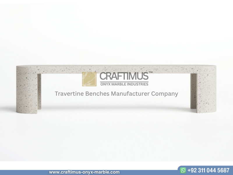 Modern Style Travertine Bench Design Product Image with white background