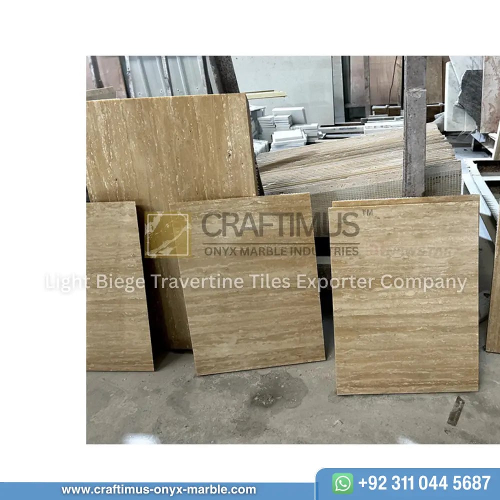 Dark beige Travertine Tiles Factory work image