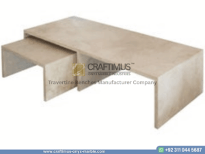 Modern Style Travertine Bench Design Product Image with white background