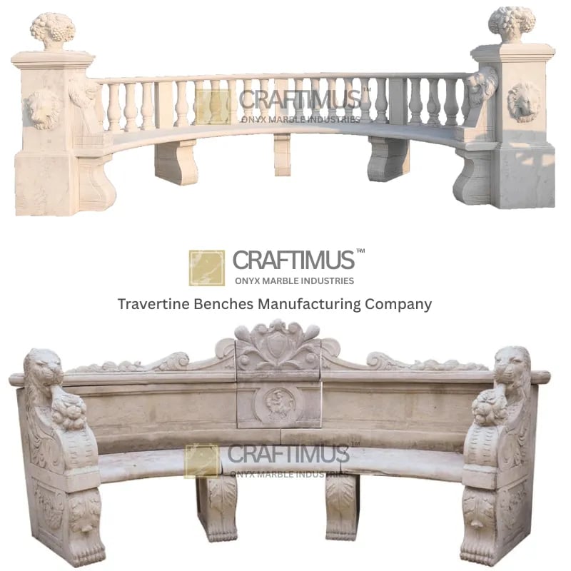 Travertine-curved-shape-bench-design-made-in-china Travertine Curved Benches Design Product image with white background