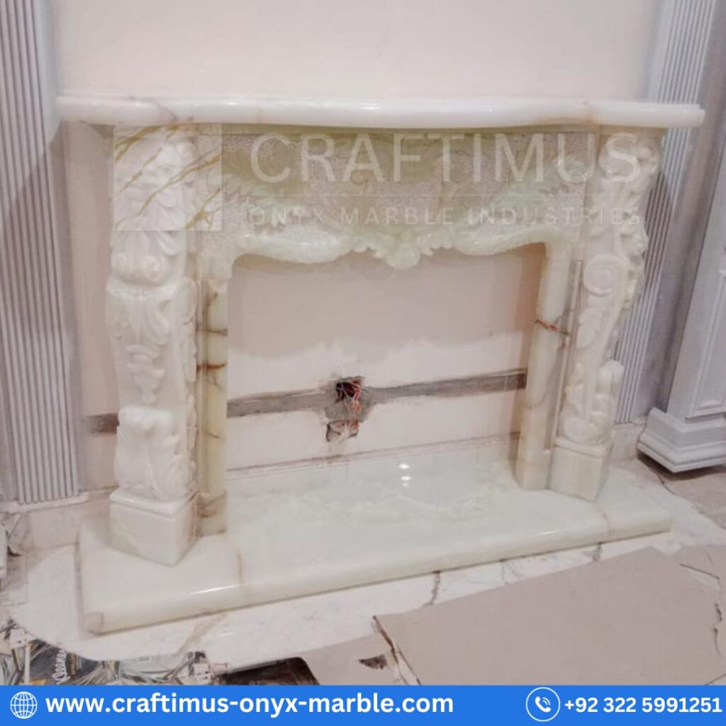 Marble fireplaces made by CRAFTIMUS Onyx Marble Industries (Pvt) Ltd in Pakistan